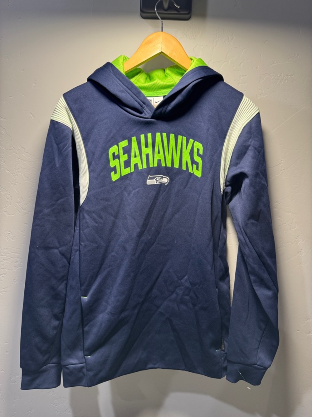 NFL Seattle Seahawks Navy & Neon Green Hooded Pullover